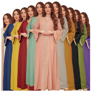 Robe Kaftan Longue à Manches Longues et Col en V, Respirante et Lisse, Abaya pour Femmes Musulmanes, Robe Africaine pour Femmes, Dubaï 2026 - Product Image 1