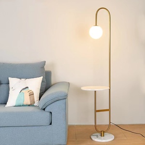 Table basse en <span class=keywords><strong>marbre</strong></span> de luxe nordique moderne en or lampe d'angle en métal lampadaires Led sur <span class=keywords><strong>pied</strong></span> avec étagères pour le salon - Product Image 5