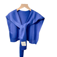 Châle court en laine tricotée style coréen pour l'hiver, respirant, avec bretelles, faux col pour la protection du cou des femmes, multi-usages