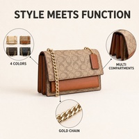 Sac à bandoulière vintage à monogramme avec chaîne dorée, compartiments multiples, pour femmes, vente en gros