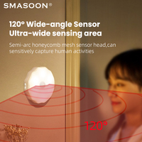 Lampe de nuit intelligente SC-118ES avec détecteur de mouvement, mini LED, lumière blanche chaude, à brancher, pour chambre à coucher