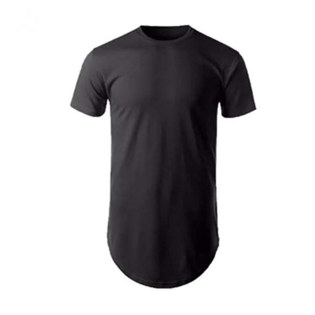 2020年新作ファッションロング丈Tシャツメンズ綿100% プレーンエクストラロングTシャツカーブ裾スクープボトムTシャツ