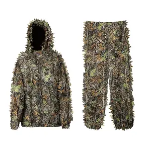 Ghillie Suits 3D Lightweight Hunting Camo Clothing Woodland Tactical Gilly Gillies Apparel for Hunting Wildlife Camouflage Suit