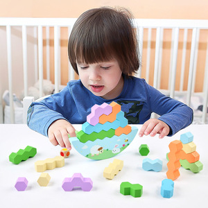 <span class=keywords><strong>Jeu</strong></span> d'empilage éducatif <span class=keywords><strong>en</strong></span> <span class=keywords><strong>bois</strong></span> pour enfants, jouet de table interactif pour garçons et filles, construction de tours parent-enfant - Product Image 1