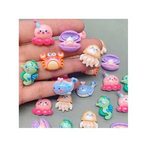 Nhựa động vật biển phẳng trở lại Cabochon DIY thủ công scrapbooking phụ kiện cá cá cá bạch tuộc ốc xà cừ phim hoạt hình đại dương <span class=keywords><strong>figurine</strong></span> - Product Image 1