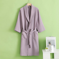 FF4270 unisexe léger respirant fil de coton Robe de bain maison manteau doux absorbant hôtel Spa coton peignoir
