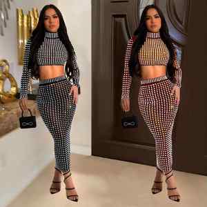 Conjunto de Dos Piezas de Gasa de Diseñador para Mujer, de Marca Famosa de Lujo, Bordado, para Cena, Fiesta, Club, Moda - Product Image 4