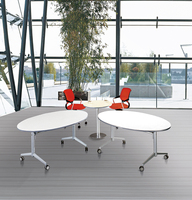 Table de conférence moderne pliable en métal pour bureau à domicile - Forme ovale ronde, table de réunion modulaire