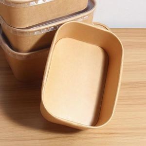 Giấy dùng một lần Bát thực phẩm <span class=keywords><strong>container</strong></span> thức ăn nhanh Takeaway Bát bao bì có nắp đậy dùng một lần hình chữ nhật giấy bát - Product Image 2