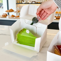 Boîte à gâteau personnalisée, boîte d'emballage alimentaire en carton blanc de qualité alimentaire avec insert pour cheesecake, mousse et pâtisserie à emporter