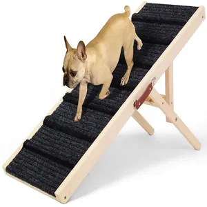 Wooden crafts Pet Ramp Wooden Folding Portable Dog Cat Ramp Perfect for Couch or Bed with Non Slip Carpet SurfaceDog Ramp