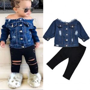 Conjuntos para Niñas, Camisas Blancas, Vestido sin Tirantes, Mezclilla Sólida, Leggings, Ropa de Manga Larga para Niñas - Product Image 2