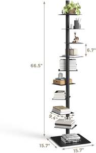 Estantería Metálica Nidouillet de 9 Niveles, Ajustable, Vertical, Tipo <span class=keywords><strong>Torre</strong></span>, para Libros, Estantería Alta y Estrecha, Ahorra Espacio, Resistente - Product Image 2