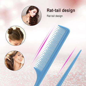 Peigne de coiffure antistatique multicolore pour styliste, avec logo personnalisé, en ABS, peigne démêlant à queue de rat, peigne à queue de cheval - Product Image 4