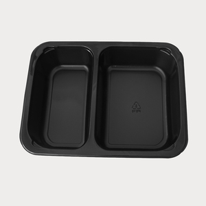 Vente chaude Contenant alimentaire jetable CPET à emporter Micro-ondable Biodégradable Contenant alimentaire de qualité alimentaire CPET <span class=keywords><strong>Plateau</strong></span> <span class=keywords><strong>repas</strong></span> 2 <span class=keywords><strong>compartiments</strong></span> - Product Image 2