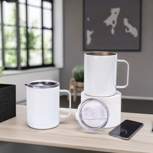 Ly giữ nhiệt chân không bằng thép không gỉ 304, 14oz, có tay cầm, in chuyển nhiệt, làm quà tặng doanh nghiệp, văn phòng - Product Image 1