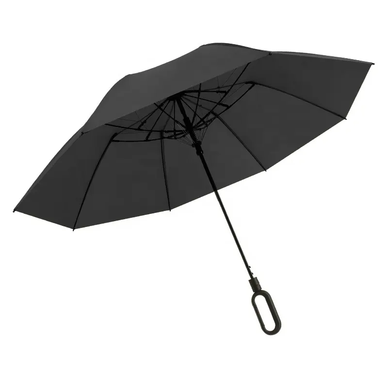 Vente chaude Portable Petit Parapluie Semi Automatique Deux Parapluie Pliant Avec Crochet Boucle Poignée