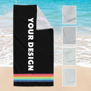 Quick-drying custom sublimation ultra-fine fiber waffle <b>biscuit</b> recycled plastic sand-free cotton printed beach towel - Product Image 1