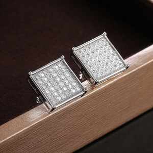Orecchini a perno quadrati versatili da donna, gioielli geometrici scintillanti alla moda - Product Image 4
