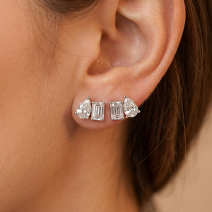 Starsgem Toi Et Moi Earrings Emerald Cut Lab Grown diamond 10K White Gold Stud Earrings Women's Anniversary - Product Image 1