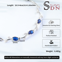 Bracelets délicats, mignons et tendance en argent sterling 925 plaqué rhodium avec zircon bleu en forme de feuille et de fleur pour femmes, cadeau de fête