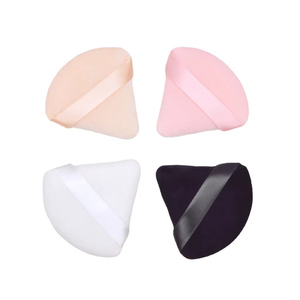 Cotton puff triangle velvet puff, multi-color wet and dry flocking puff <b>makeup</b> sponge puff <b>makeup</b> setting - Product Image 1
