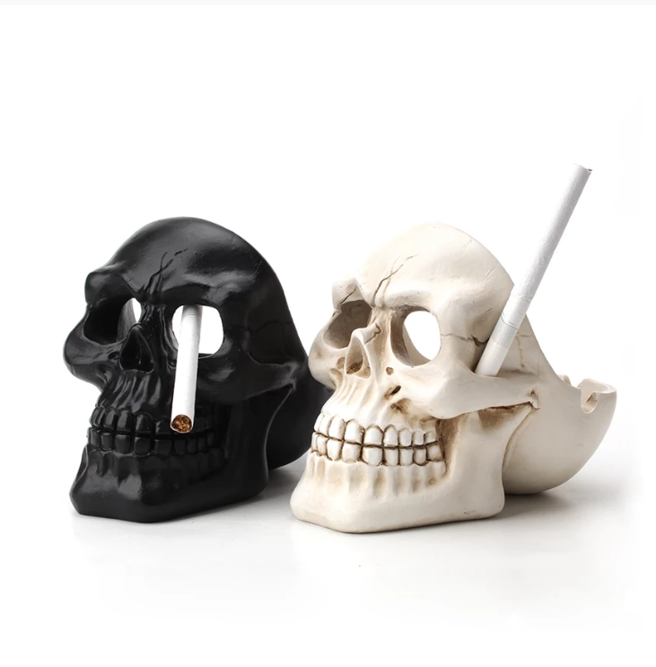 Череп пепельница табак пепельница скульптура статуя пепельница Контейнер Череп домашний офис бар Смола Украшение ремесла украшение