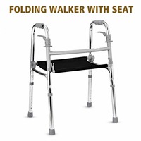 Déambulateur pliant réglable en hauteur sur 8 niveaux (72-86 cm), léger (2,2 kg), en acier chromé, avec pieds antidérapants, pour la mobilité des personnes âgées