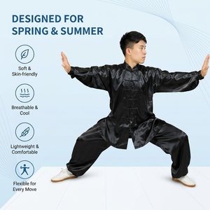 Uniforme de Tai Chi Kung Fu en satin chinois, tenue de performance d'<span class=keywords><strong>arts</strong></span> martiaux Wushu à manches longues, unisexe pour adultes - Product Image 2