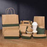 Emballage alimentaire biodégradable écologique, logo personnalisé, boîte à emporter pour poulet frit, nuggets, ailes, frites, avec poignée