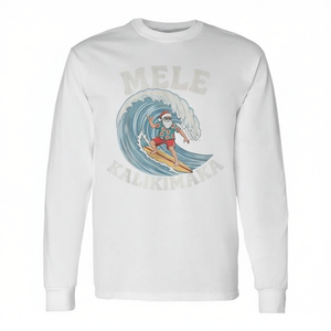 Camiseta de manga larga Mele Kalikimaka Santa Surfing Hawaii Christmas - Product Image 2