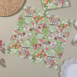 Servilletas de papel con diseños de búhos, zorros, animales, plantas y motivos florales para decoración de fiestas y restaurantes occidentales - Product Image 3