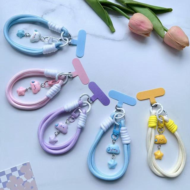 Wholesale Short Wristband Phone Lanyard Nylon Braided Double Buckle Phone Lanyard Charm Universal Phone Camera