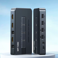 Commutateur KVM HDMI manuel 4 ports 4K30Hz, contrôle clavier-souris pour 4 PC, port USB 2.0, bouton de bureau et télécommande, commutateur KVM LED