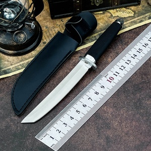 Couteau utilitaire de camping et de chasse en plein air, lame en acier inoxydable 440, manche en caoutchouc, étui en cuir, lame fixe pour les sports de plein air et le bricolage - Product Image 6