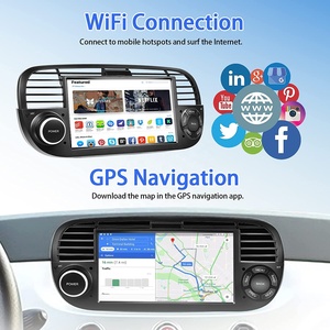 Podofo 7 ''Android Autoradio Autoradio avec Carplay & Android Auto GPS Wifi BT FM RDS HiFi Canbus pour <span class=keywords><strong>Fiat</strong></span> <span class=keywords><strong>500</strong></span> 2007-2015 - Product Image 3