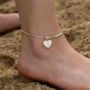 Non Tarnish Anklets Jewelry 925 Sterling Silver 18k Gold Plated Initial Cuban Link Anklets