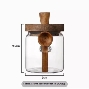 Cao Borosilicate Thủy Tinh Cà Phê Đậu Lưu Trữ <span class=keywords><strong>Jar</strong></span> Với Nắp Bằng Gỗ Và Muỗng Cổ Điển Nhà Bếp Ngũ Cốc <span class=keywords><strong>Jar</strong></span> Cho Thực Phẩm Sử Dụng - Product Image 6