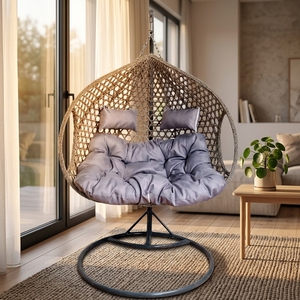Sedia a Dondolo <span class=keywords><strong>in</strong></span> Rattan <span class=keywords><strong>per</strong></span> Esterni, Dondolo da <span class=keywords><strong>Giardino</strong></span> Comodo <span class=keywords><strong>per</strong></span> 2 Persone con Cuscino Impermeabile, Arredo <span class=keywords><strong>per</strong></span> Patio e Soggiorno - Product Image 4