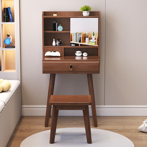 Solid Wood Dressing <b>Table</b> With Lighted <b>Mirror</b> Bedroom <b>Vanity</b> Nordic Style Simple Storage Adult Children Use - Product Image 1