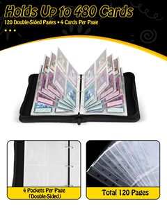 Álbum para Tarjetas Coleccionables de Pokémon, Impermeable, con 4 y 9 Bolsillos, Capacidad para 400 Tarjetas, con Cierre de Cremallera - Product Image 3