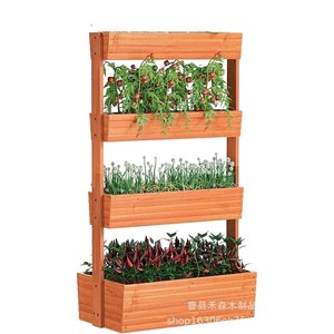 Wooden Multi Layer <b>Planter</b> 4 Tier Outdoor Garden Flower Pot Rectangular Plant Box For Green Plants And <b>Vegetables</b> - Product Image 2