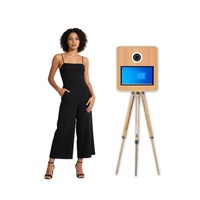 Photomaton professionnel rétro avec écran tactile compatible iPad 15,6 pouces, caméra compatible imprimante et valise de transport