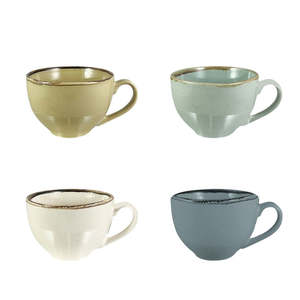 Set di 4 grandi tazze da 450ml in ceramica per la colazione tazze da tè tazza di latte mattutino in 4 colori - Product Image 1