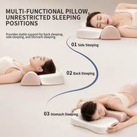 Oreiller ergonomique 2-en-1 en mousse à mémoire de forme avec logo personnalisé, design moderne, orthopédique cervical pour soulager la douleur au cou au lit