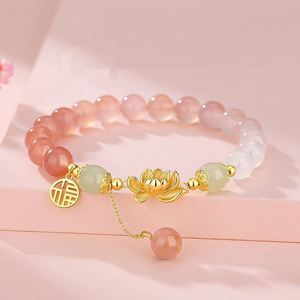 Trendy Style Chinese Pastoral Hanfu <b>Beaded</b> <b>Bracelets</b> for Women Lotus Blossom <b>Bracelet</b> Natural Crystal Gemstone Beads <b>Bracelet</b> - Product Image 1