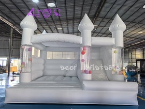 Белый надувной замок для дня рождения, Свадебный надувной батут с горкой и шариком, коммерческий надувной дом - Product Image 6