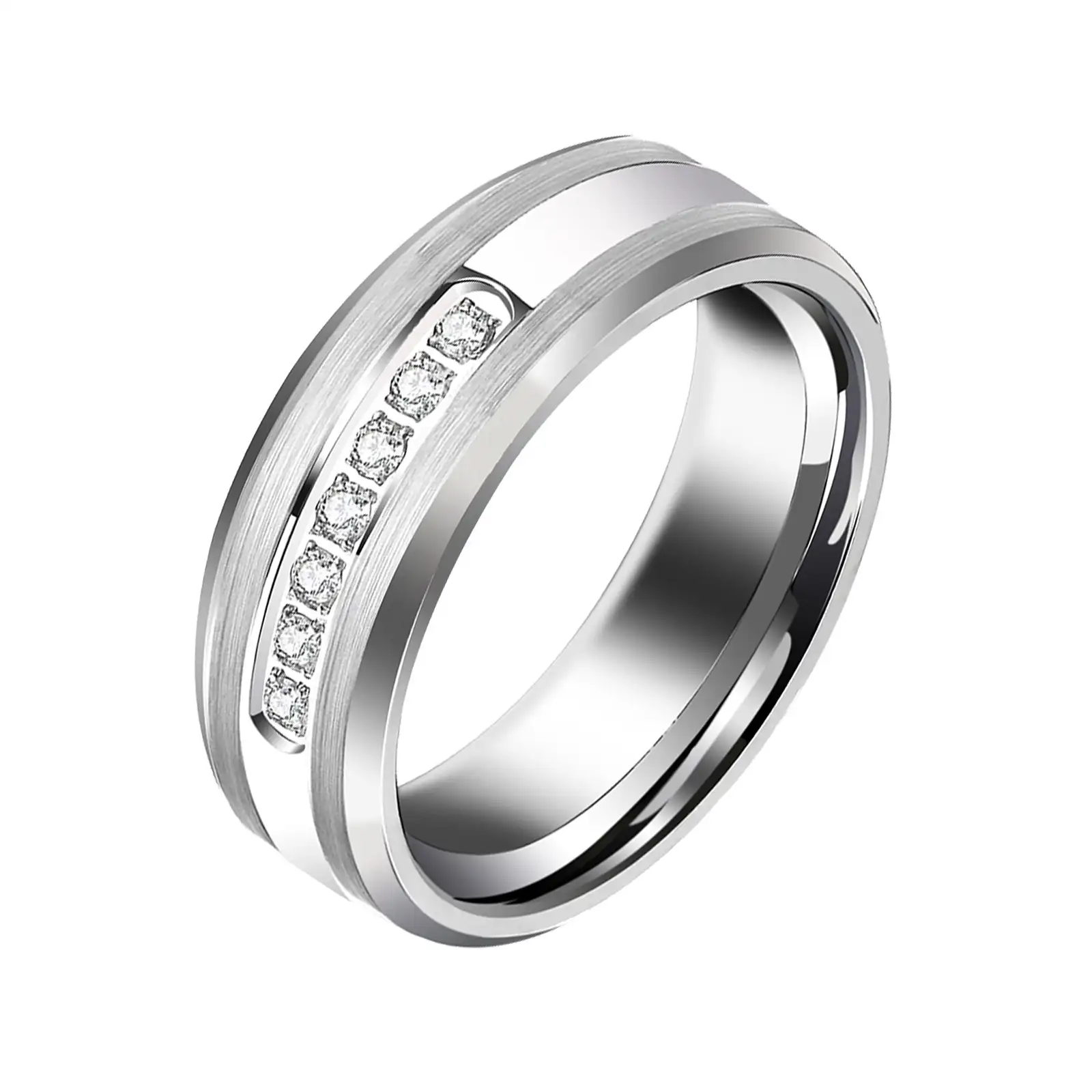 แหวนทังสเตนเงินแท้925ใส่สบาย,แหวนเพชรขอบเอียงปรับแต่งได้ตามต้องการ