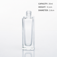 Flacon pulvérisateur carré transparent en verre de 3 ml et 5 ml avec base épaisse pour échantillons de parfum, huiles essentielles et cosmétiques (pour le transfert)