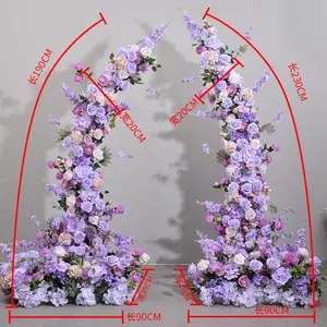 Artificial Flower Party Decoration Whimsical Romantic Wedding Arch Metal Flower Horn Arch For Wedding Decor